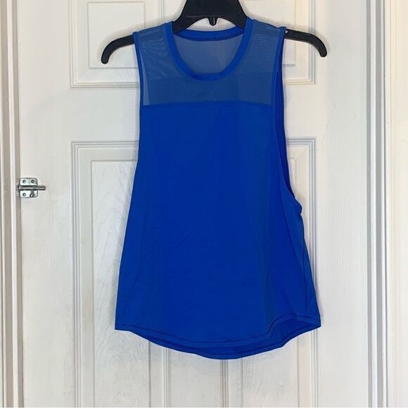 Lululemon Muscle TankRoyal Blue Mesh Deep Arm Holes Crew Neck Size 2 - Picture 5 of 8
